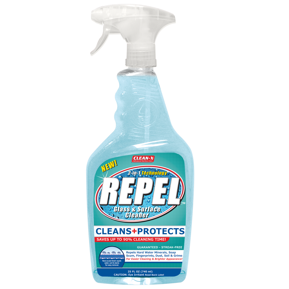 Repel Glass & Surface- Cleans & Protects for Easier, Faster Cleaning.