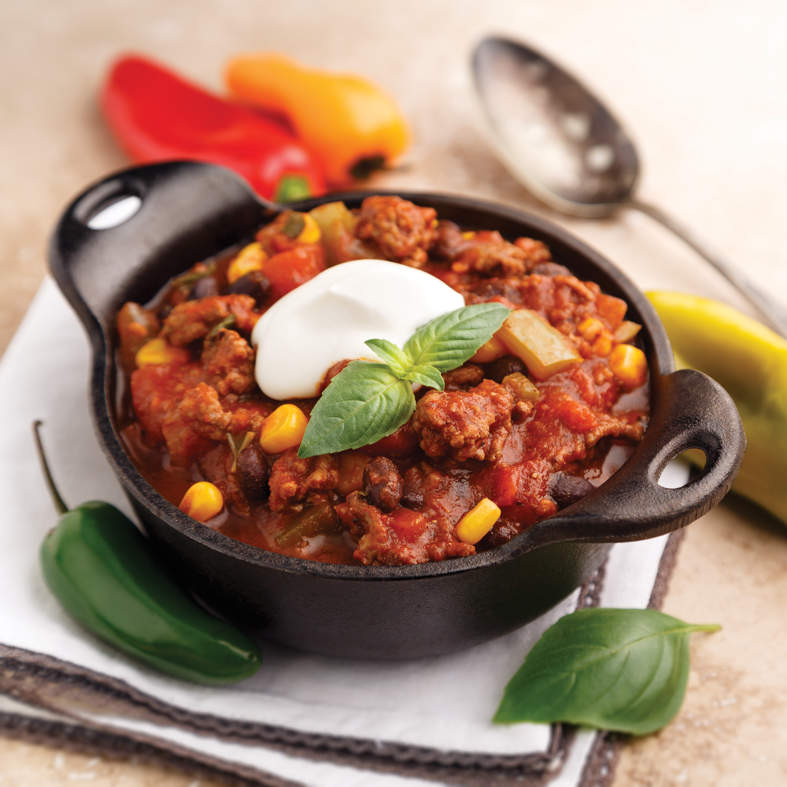 A half cup of Mona's southwestern chili is a 100-calorie portion.