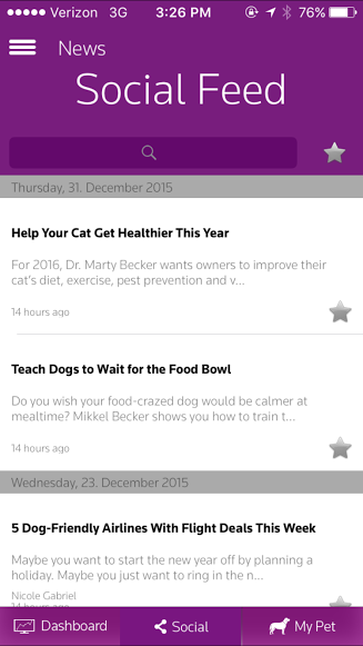 The mobile app release also features a social feed so that pet owners can stay up to date on the latest pet health news.