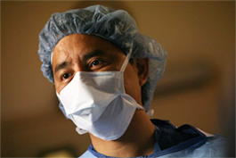 Dr. Kelvin Higa prepped for surgery