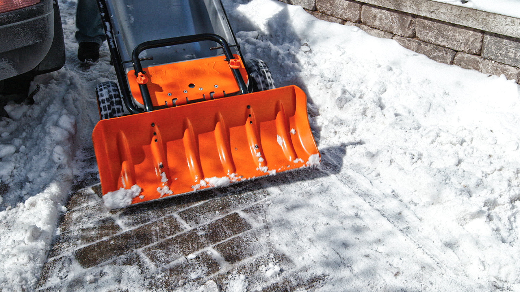 Snow Plow Attachment for WORX Aerocart clears driveways and sidewalks