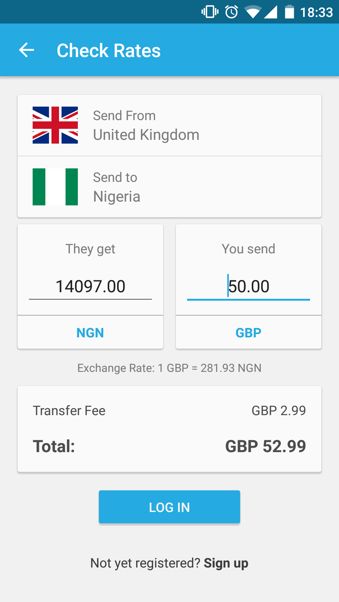 WorldRemit Android app - Nigeria