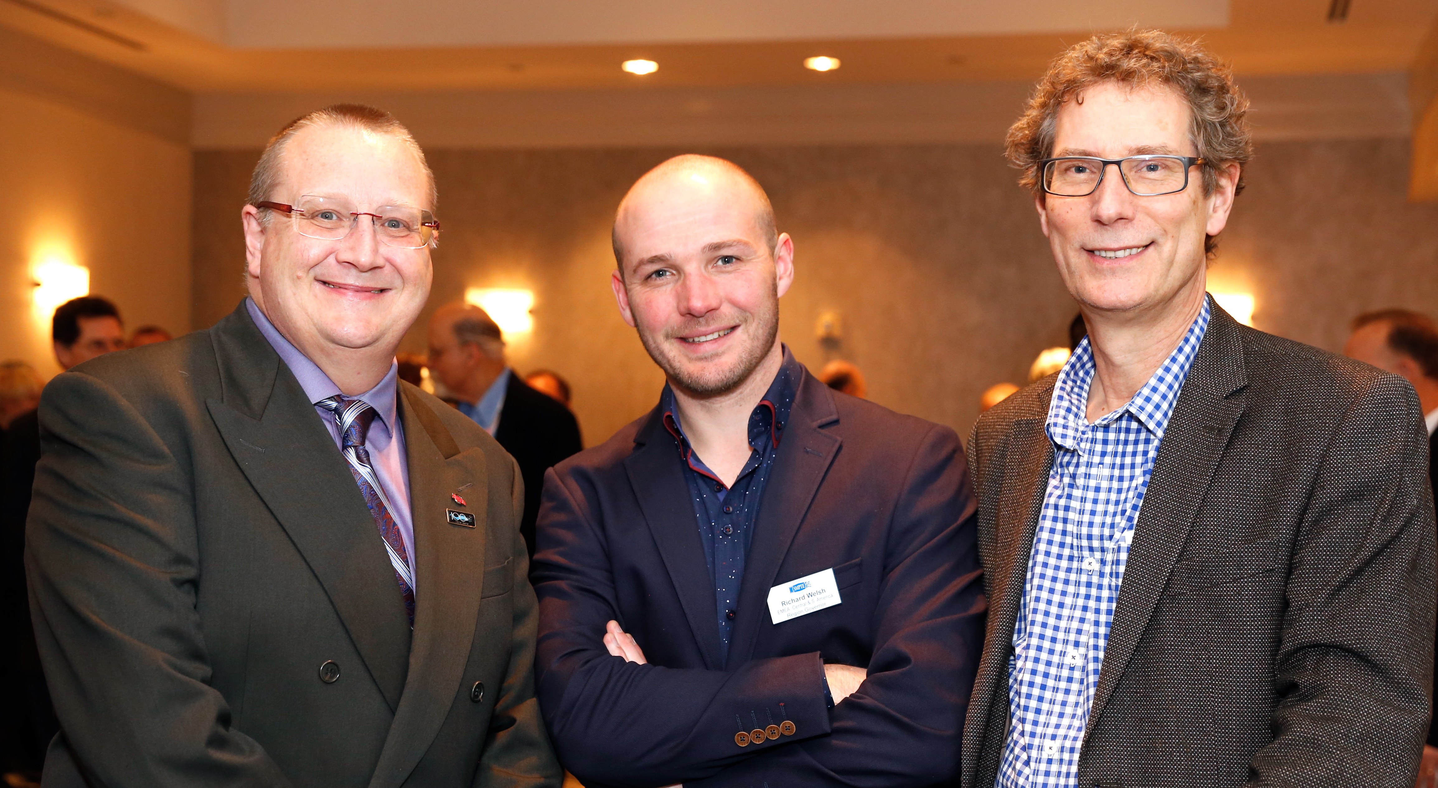 John Hudson and Richard Welsh with Nigel Seth-Smith at the SMPTE 2015 Honors & Awards Ceremony in Hollywood, CA