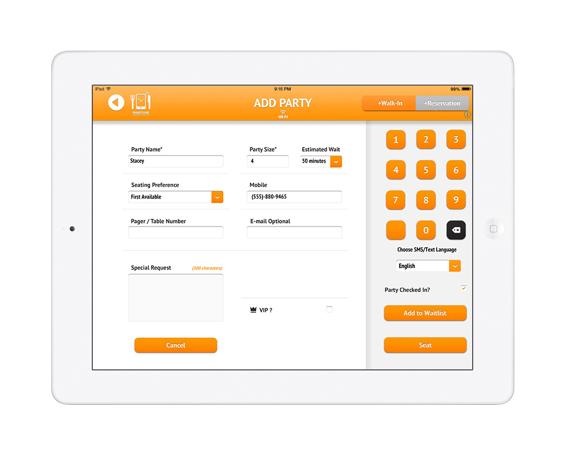 Adding Guests to Waitlist via SmartLine App