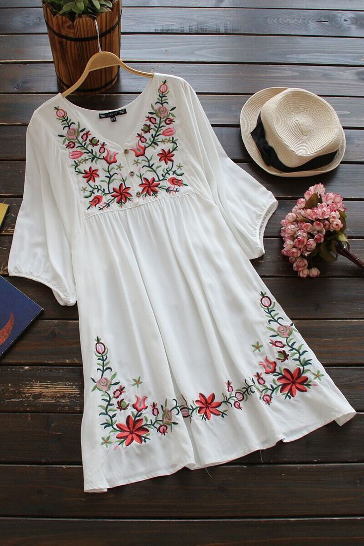 Embroidery Floral Loose Dress