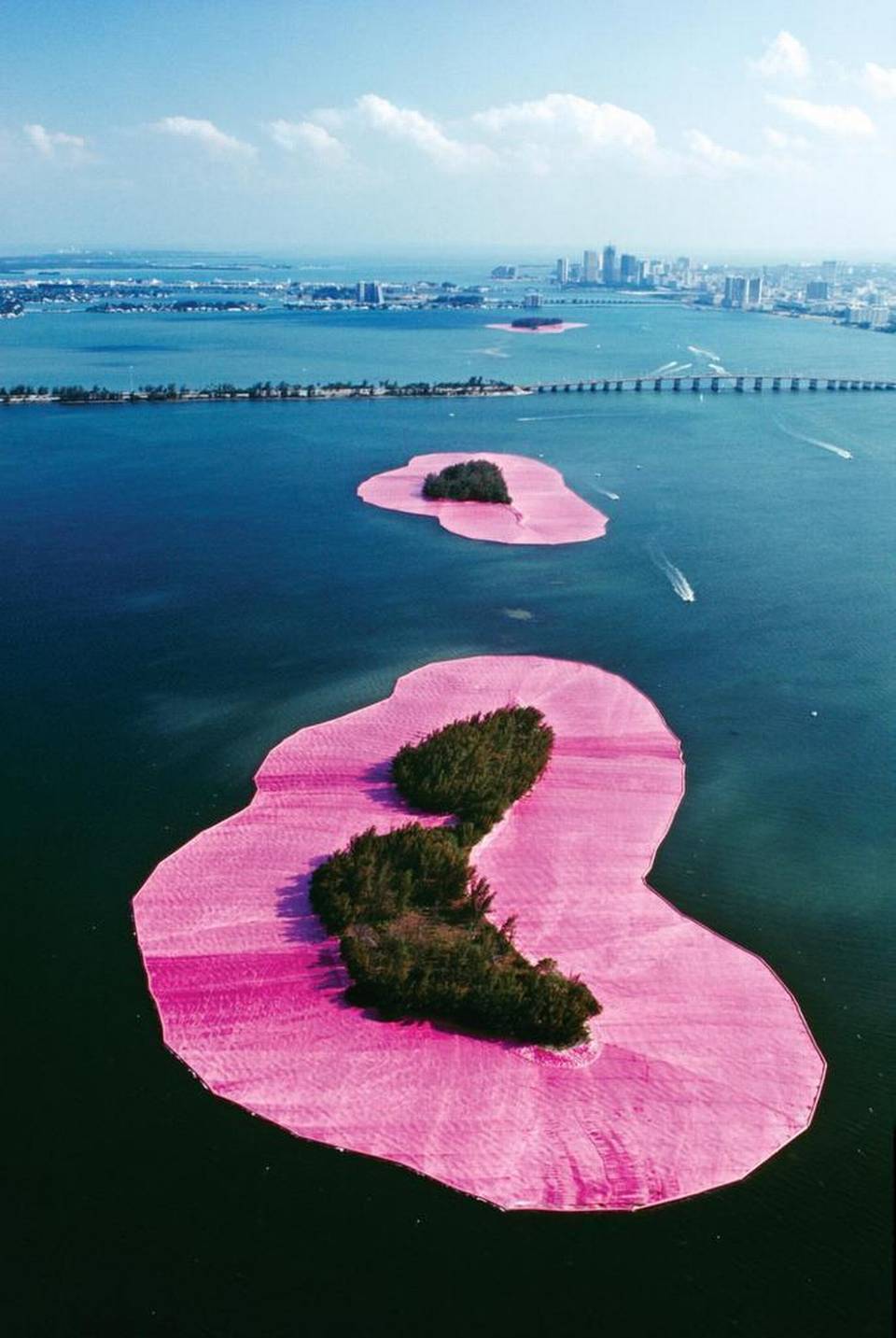 Ruth Shack championed Christo and Jeanne-Claude’s "Surrounded Islands" Biscayne Bay, Miami, FL, 1980-83 (photo by Wolfgang Volz; provided courtesy of the Lowe Art Museum) (Copyright Christo, 1984)