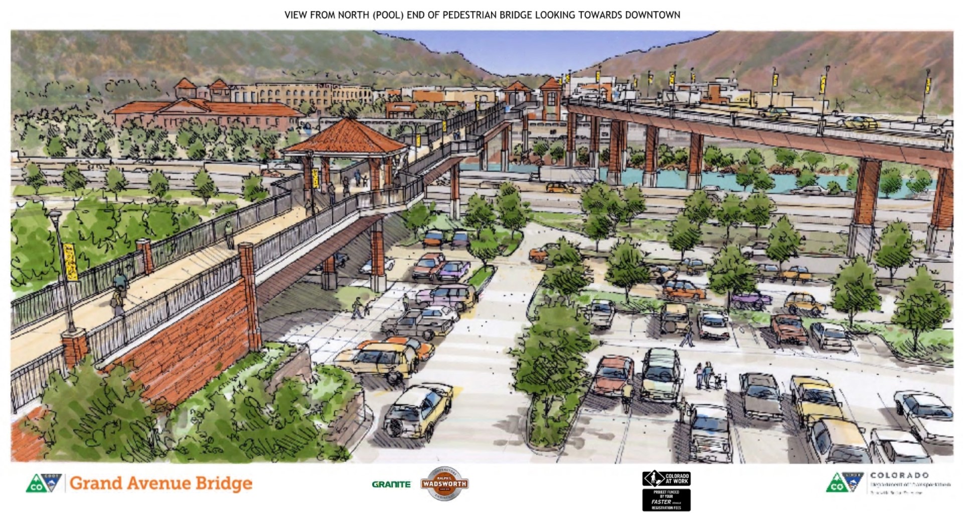 rendering of new Glenwood Hot Springs parking lot when Grand Avenue Bridge is completed.