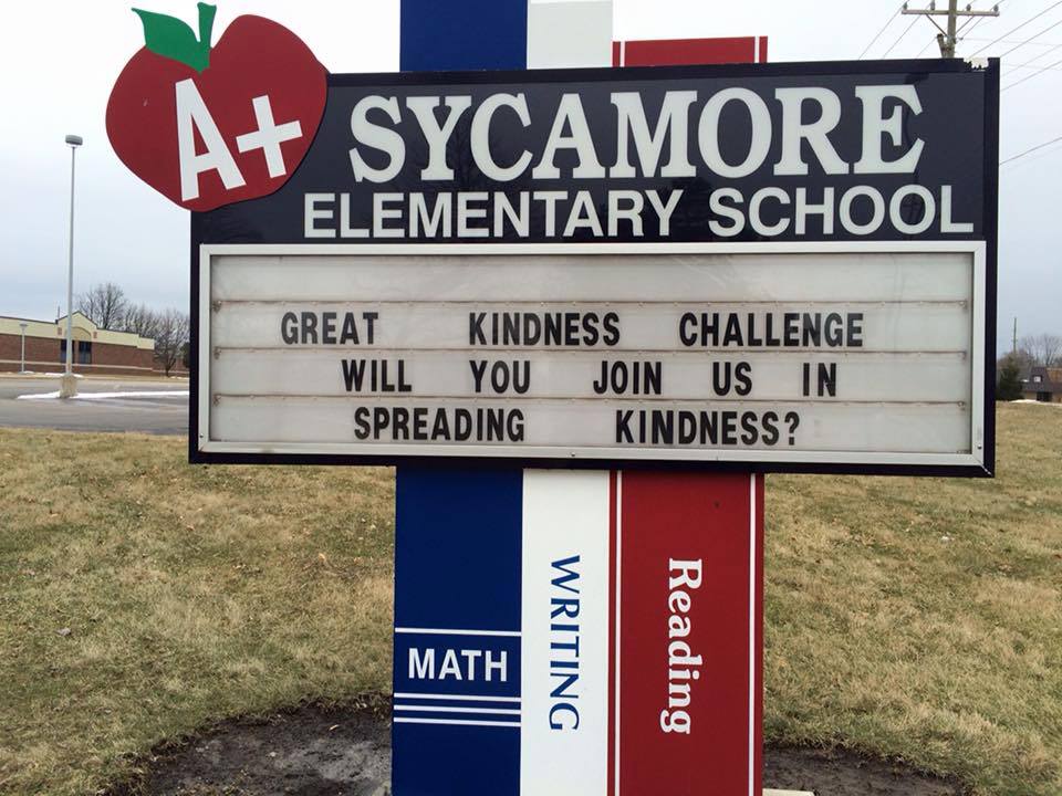 School marquees nationwide announce the joyful week.