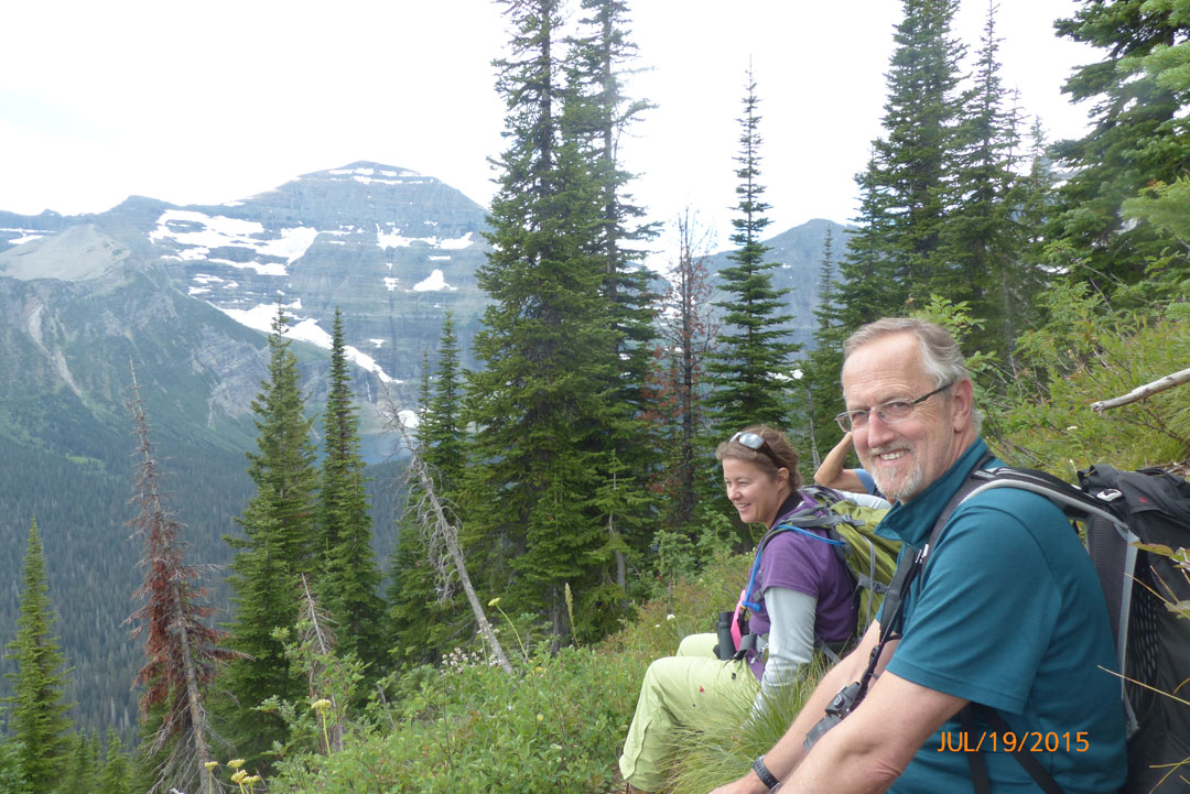 Kania, Earthwatch's new CEO, rests during a hike with fellow volunteers on the Earthwatch expedition “Tracking Fire and Wolves through the Canadian Rockies.”