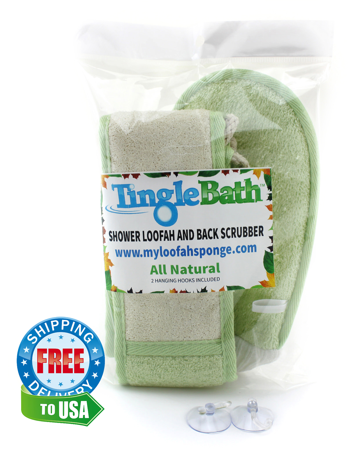 TingleBath Natural Loofah set.Free USA delivery