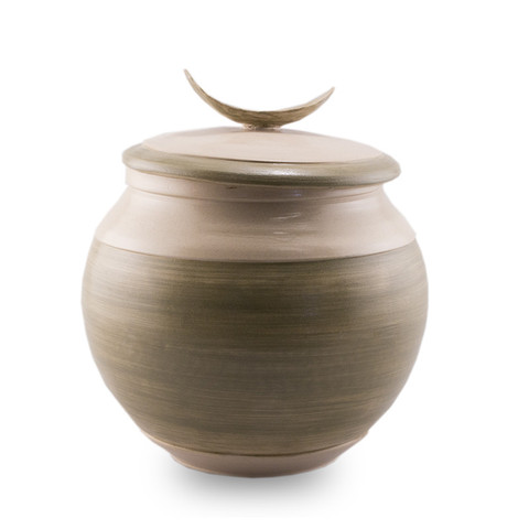 Wheel thrown ceramic cremation urn with a simple and elegant design, 100% handmade in Minnesota.