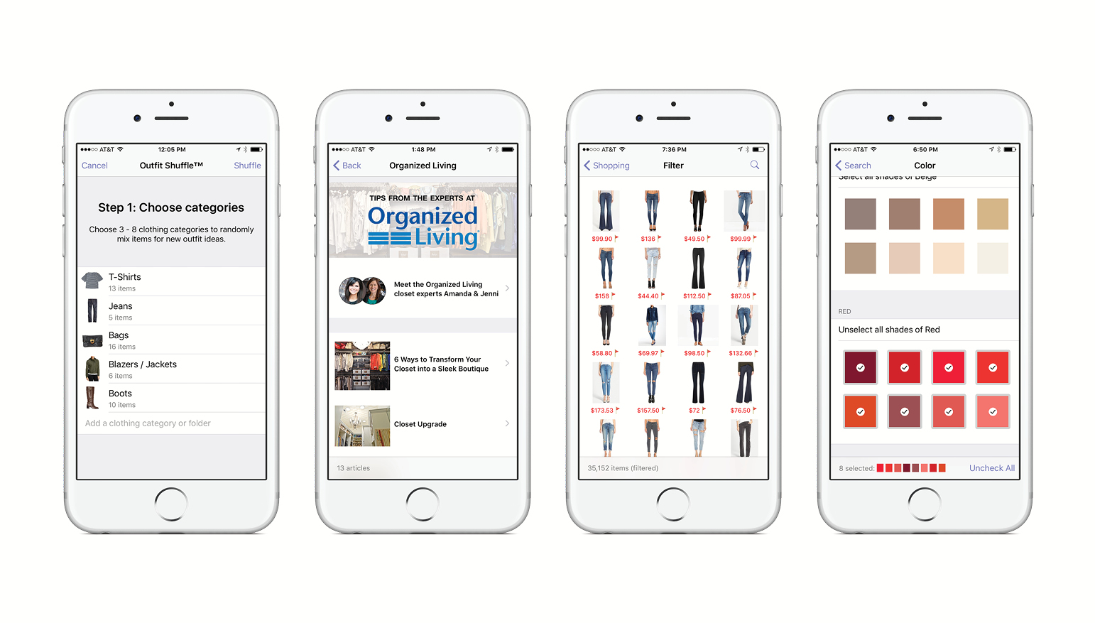 Stylebook Features (New in 7.0): Outfit Shuffle, Organized Living Tips, Shopping Search, Multiple Colors