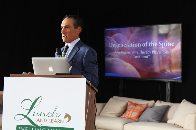 The Spine Center's Charles S. Theofilos, M.D. presents information on regenerative stem cell therapy at the Winter Equestrian Festival on Feb. 4, 2016.