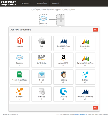 Integration components within the marketplace