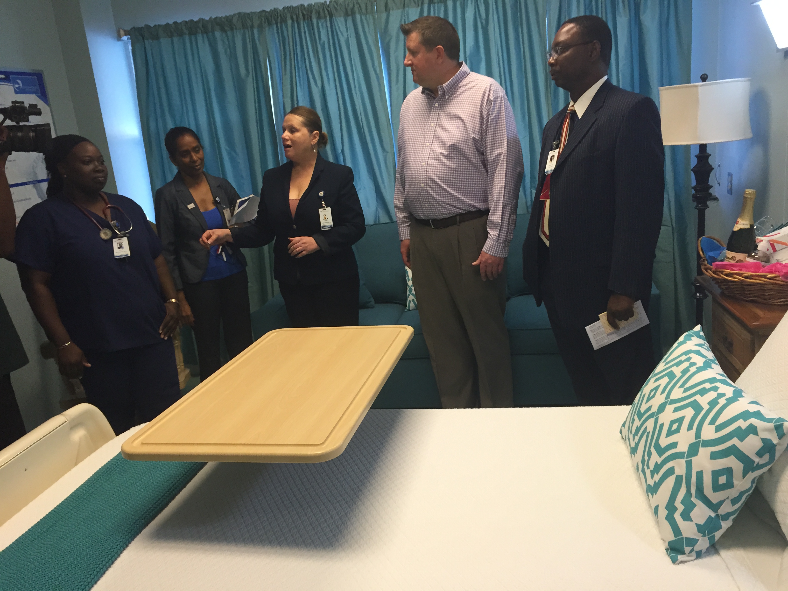 David A. Johnson, co-founder of St. Croix-based consulting firm Cane Bay Partners VI, takes a tour of the rooms renovated using the first installment of his $50,000 donation to the Women’s and Childre