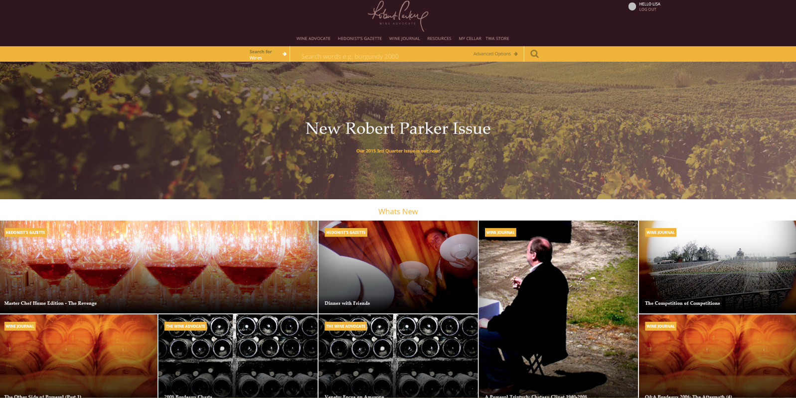 New RobertParker.com Homepage
