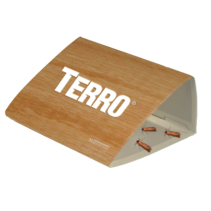 TERRO® Clothes Moth Alert uses a powerful pheromone to draw clothes moths from their hiding places and into the glue trap.
