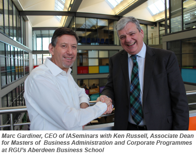 Marc Gardiner, CEO of IASeminars with Ken Russell, Associate Dean for Masters of Business Administration (MBA) and Corporate Programmes at RGU’s Aberdeen Business School