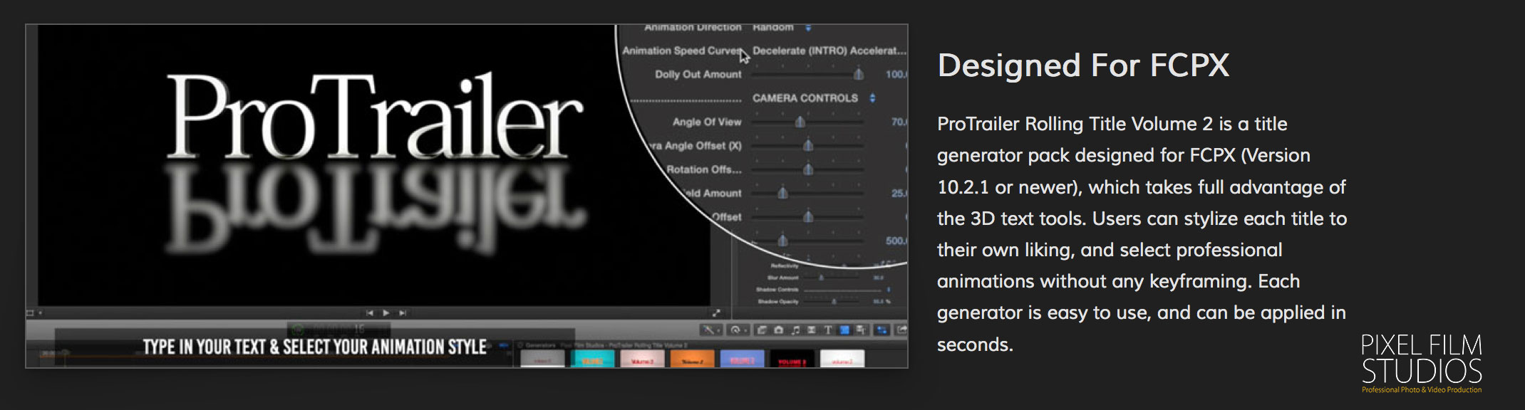 Pixel Film Studios - Final Cut Pro X - ProTrailer Rolling Title