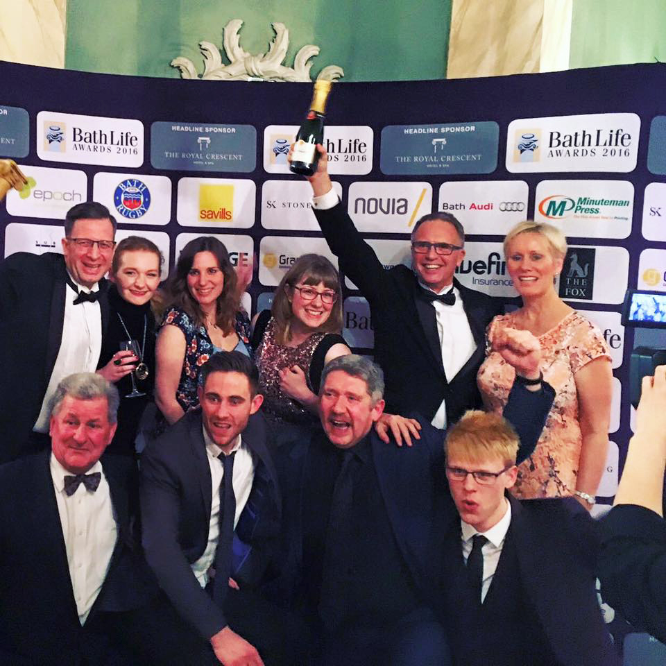 Minuteman Press in Bath celebrates their win for Best Business Services Provider at Bath Life Awards 2016