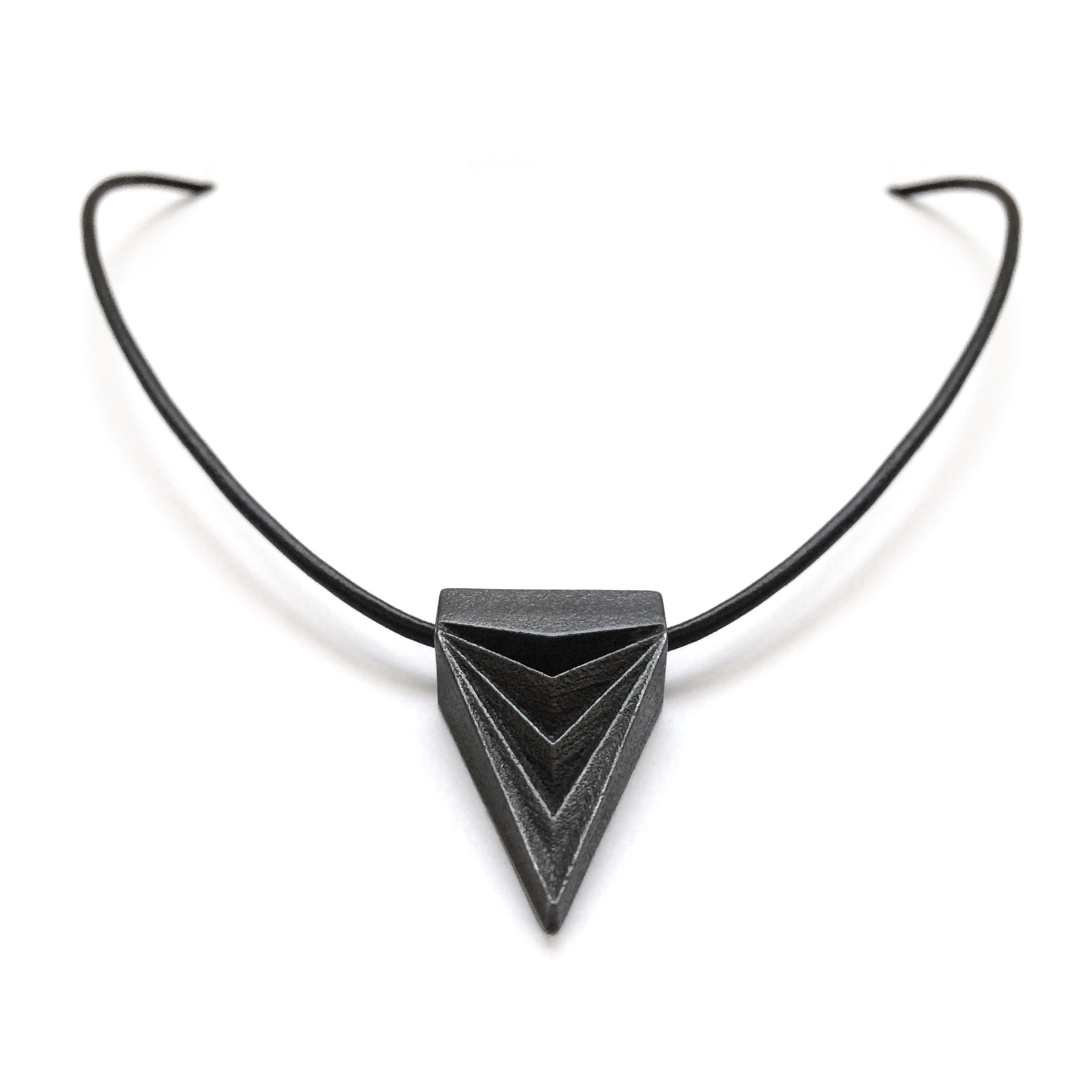 Black Steel Triangle Necklace