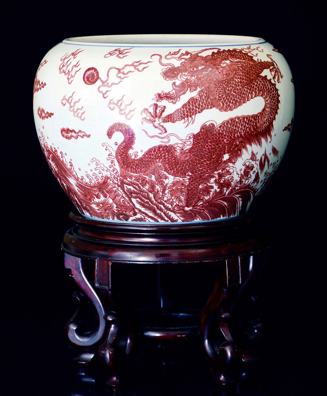 Chinese Copper-Red Dragon Fish bowl