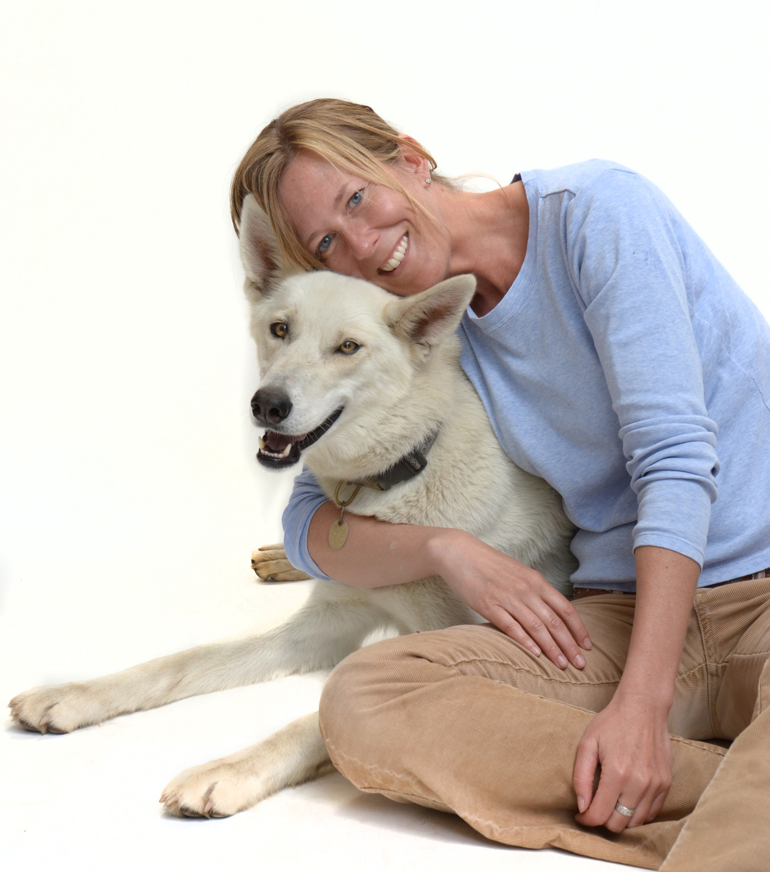 Author Dagny McKinley and her dog, Alma Rose
