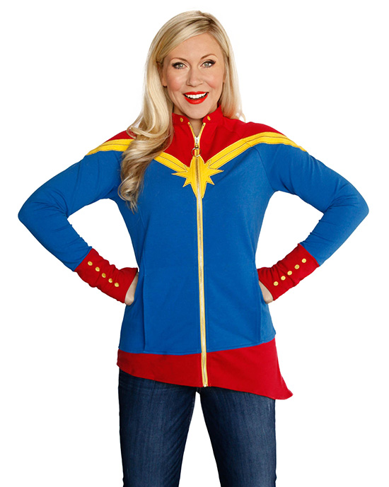 Her Universe will debut several new fashions at this year's WonderCon including this Captain Marvel asymmetrical jacket designed to mirror her classic costume!