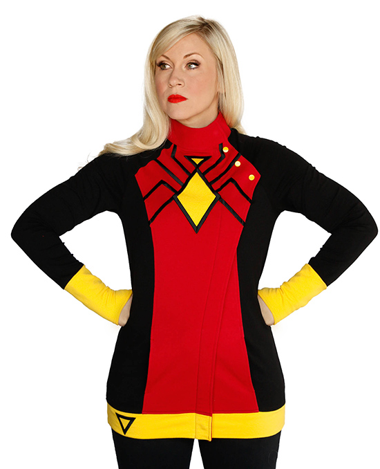 You can emulate the powerful heroine, Spider-Woman, in your daily fashion with this spectacular new raglan sleeve-style jacket available at WonderCon!