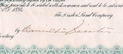 Hamilton Disston's Signature on Bond