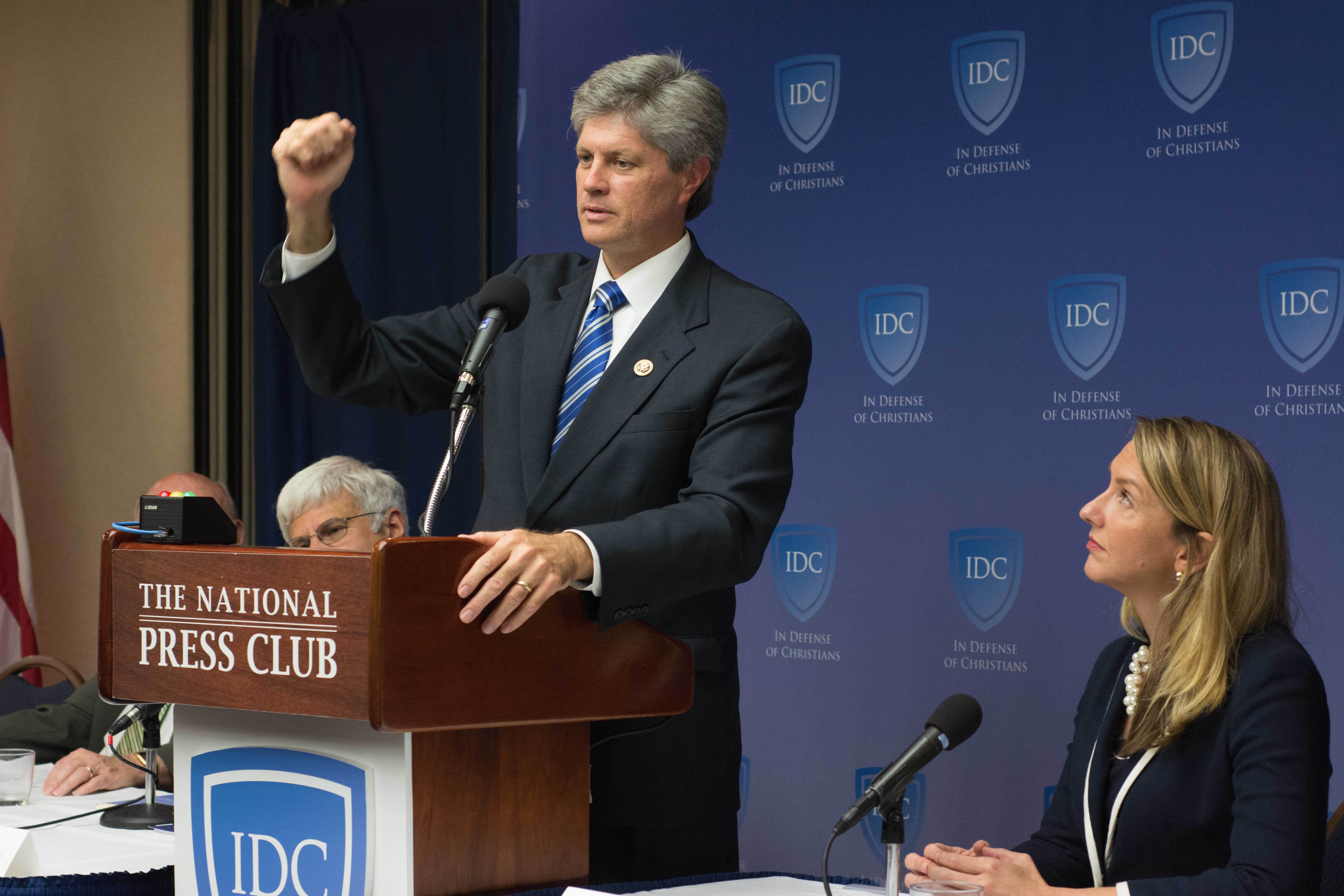 Congressman Fortenberry announcing H Con Res 75 at IDC National Leadership Convention September 2015