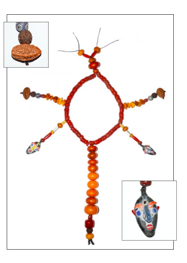 Court necklace of amber, Han glass, Tibetan beads, coral and carved walnuts.