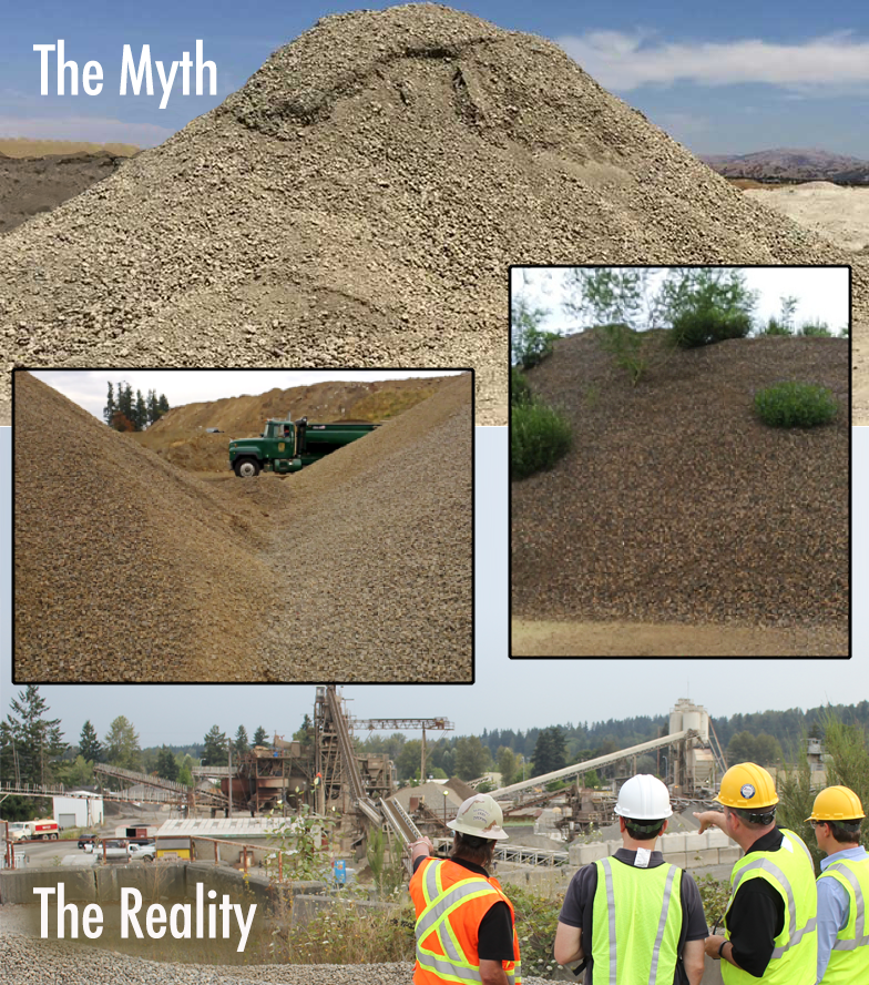 The way stockpiled material is typically stored in the real world generates real challenges, unlike the 'mythical' pile.