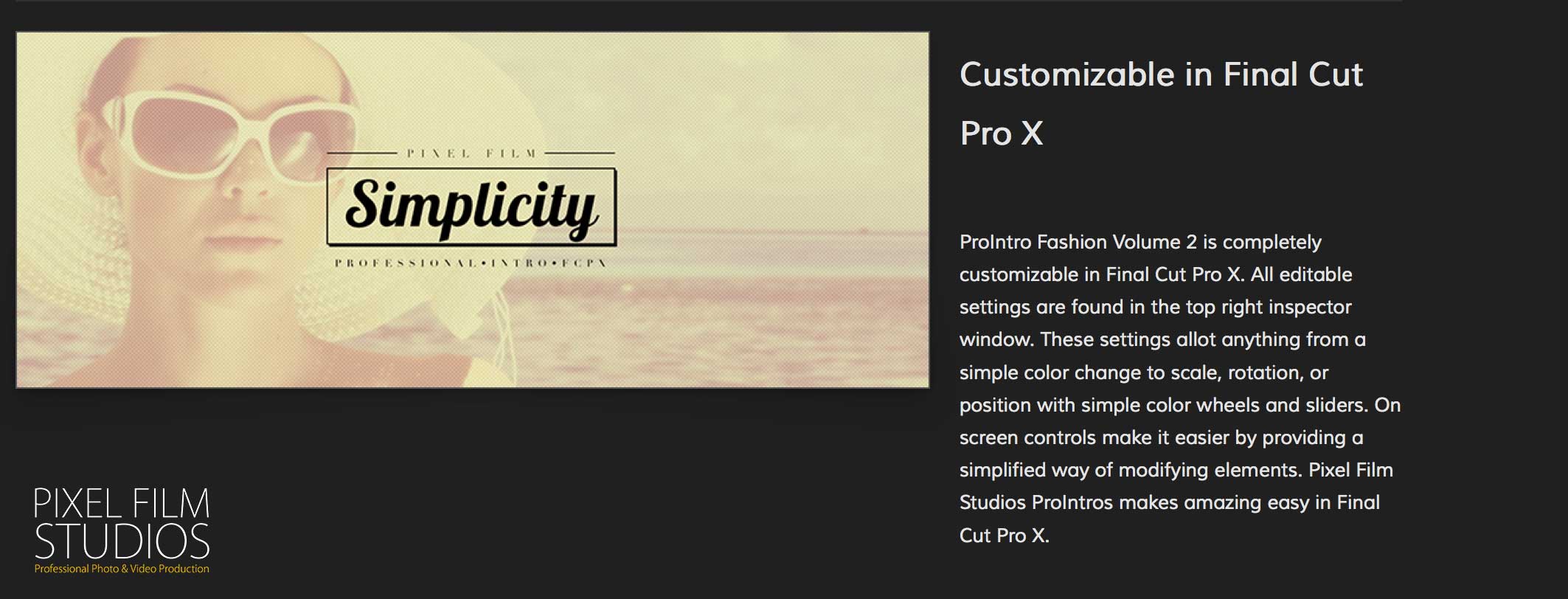 Pixel Film Studios Effects - ProIntro Fashion Volume 2 - FCPX