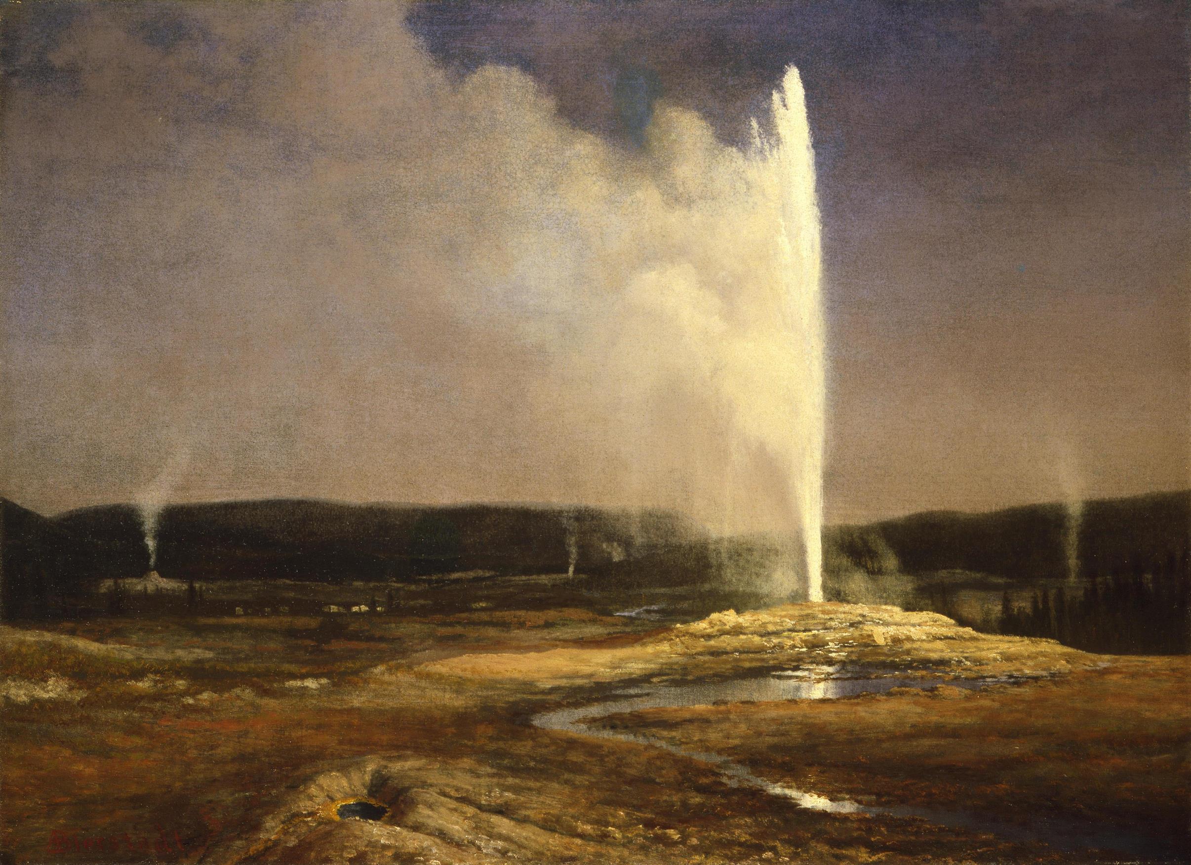 Albert Bierstadt's (1830-1902) "Geysers in Yellowstone," 1881. Buffalo Bill Center of the West, Cody, Wyoming, USA. Gift of Townsend B. Martin. 4.77