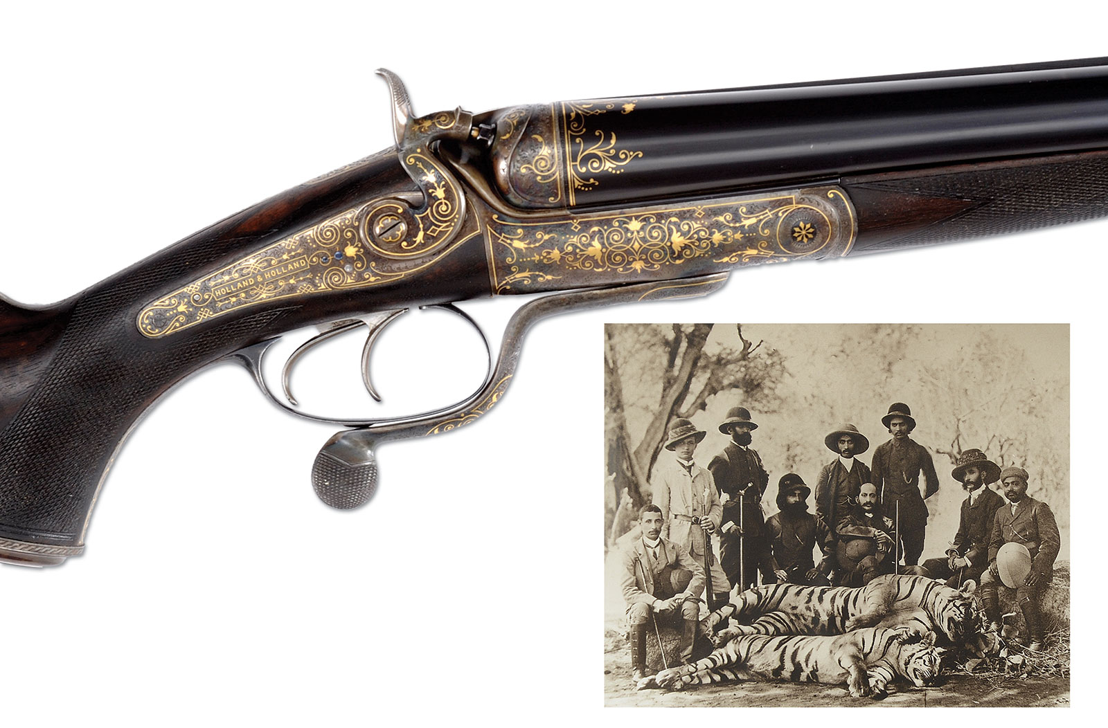 Incredible Four Bore Holland & Holland Hammer Double Rifle Made for the Nizam of Hyderabad with Original Case and Full Complement of Original Accessories, Sold for $258,750