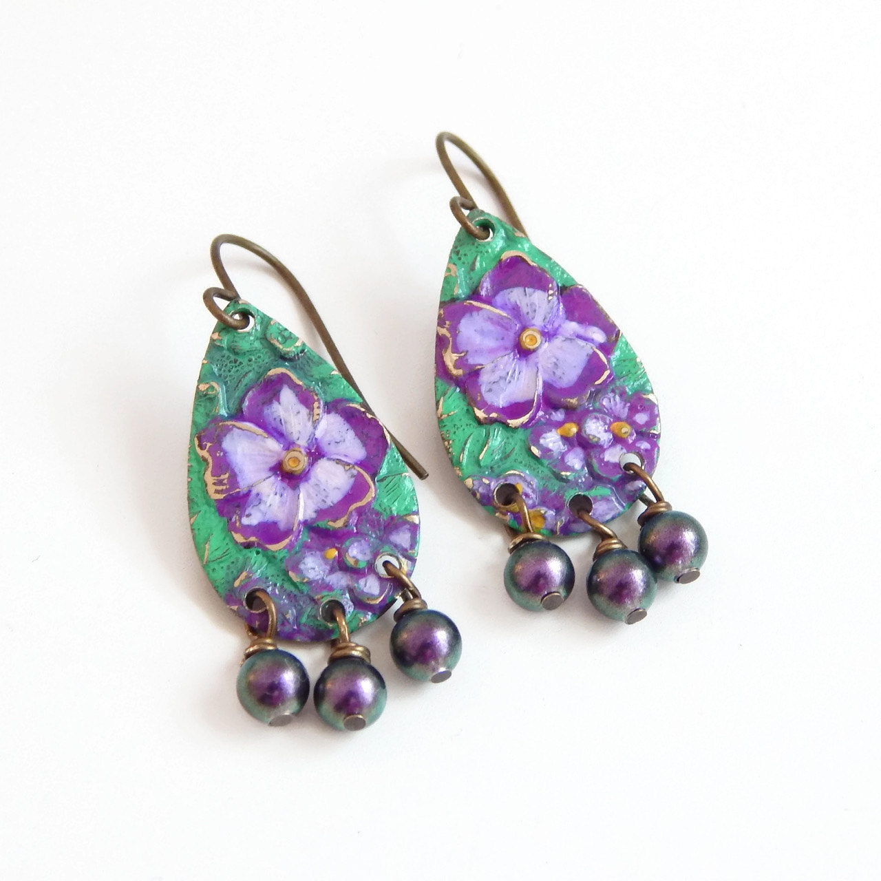 Floral Hand Painted Earrings from LoveYourBling,