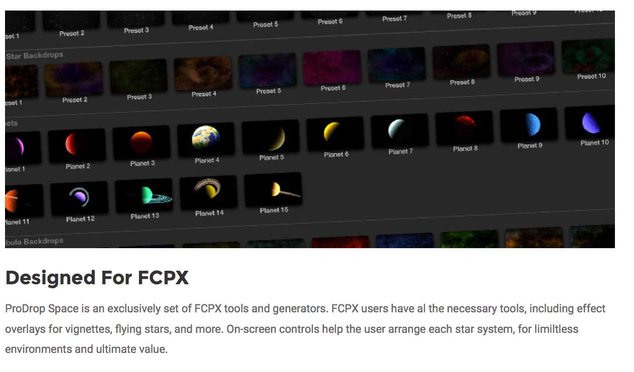 Pixel Film Studios - ProDrop Space - FCPX Effects