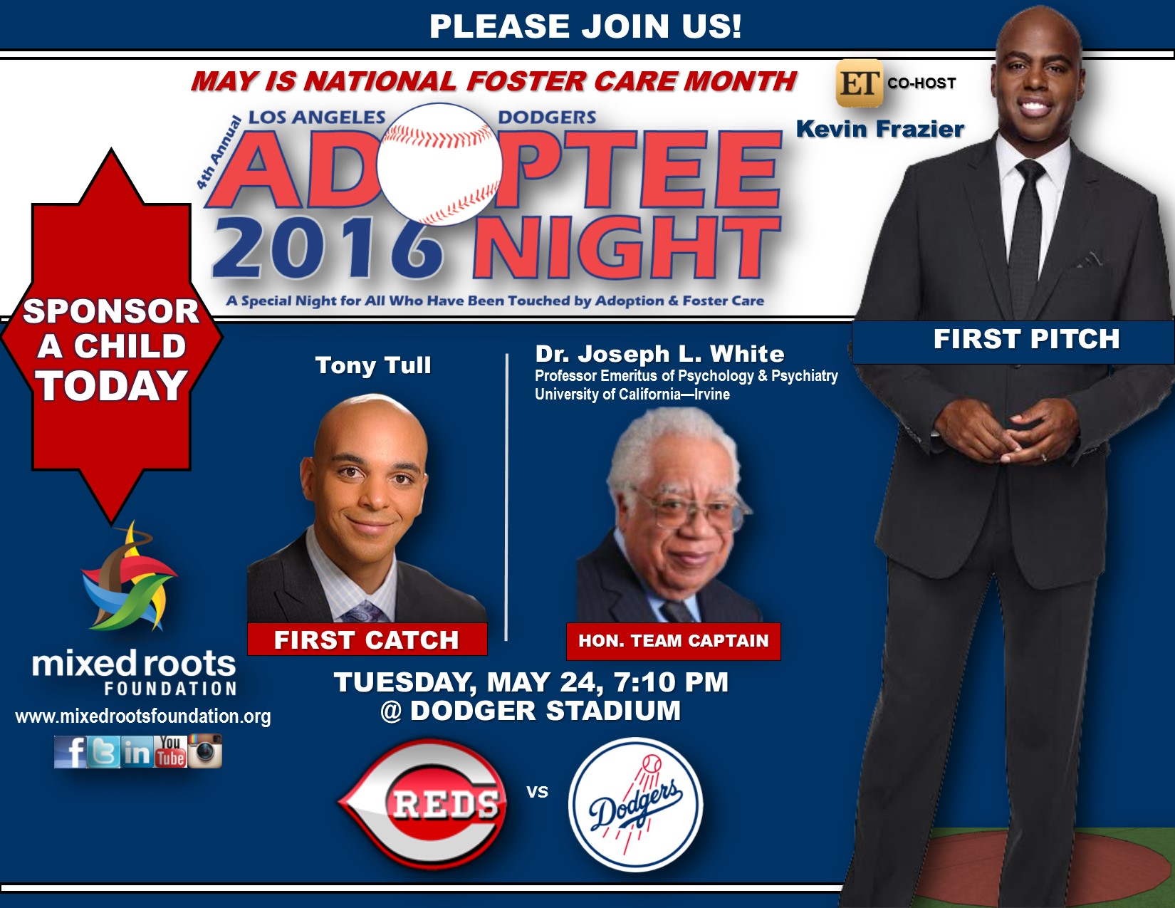 Mixed Roots Foundation 4th Annual LA Dodgers Adoptee Night with Kevin Frazier of Entertainment Tonight