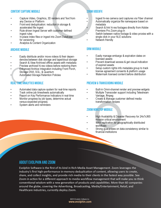 Evolphin Zoom Product Suite Datasheet Back