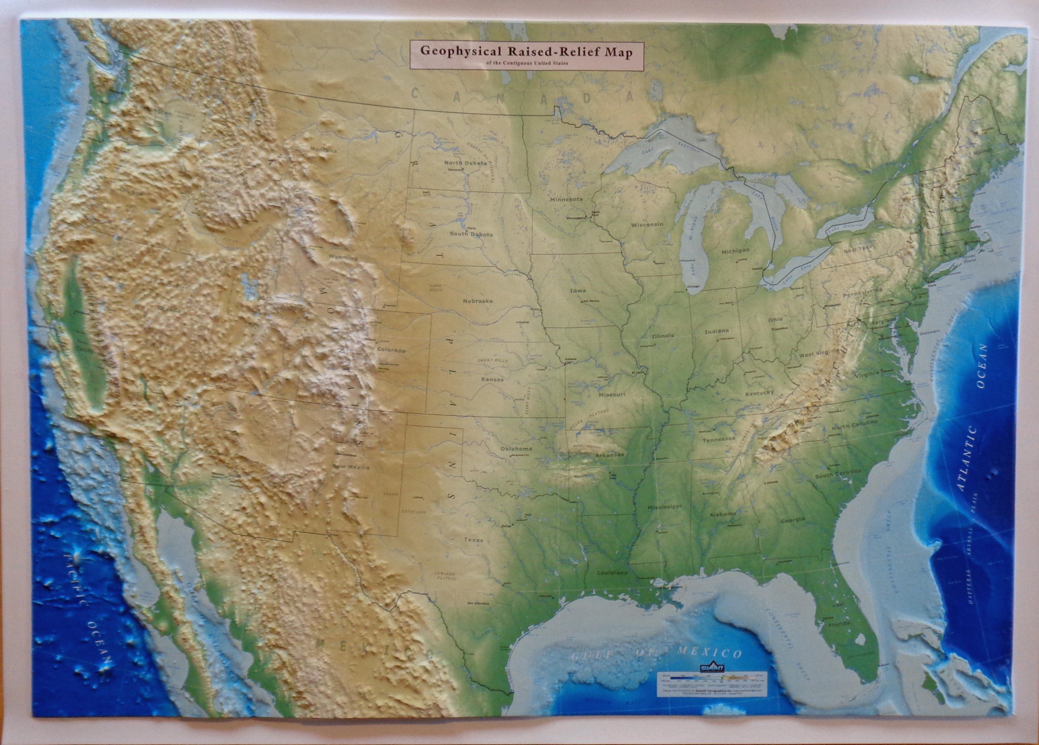 Two New 3D US Maps: Raised-Relief Geophysical and Aviation ...