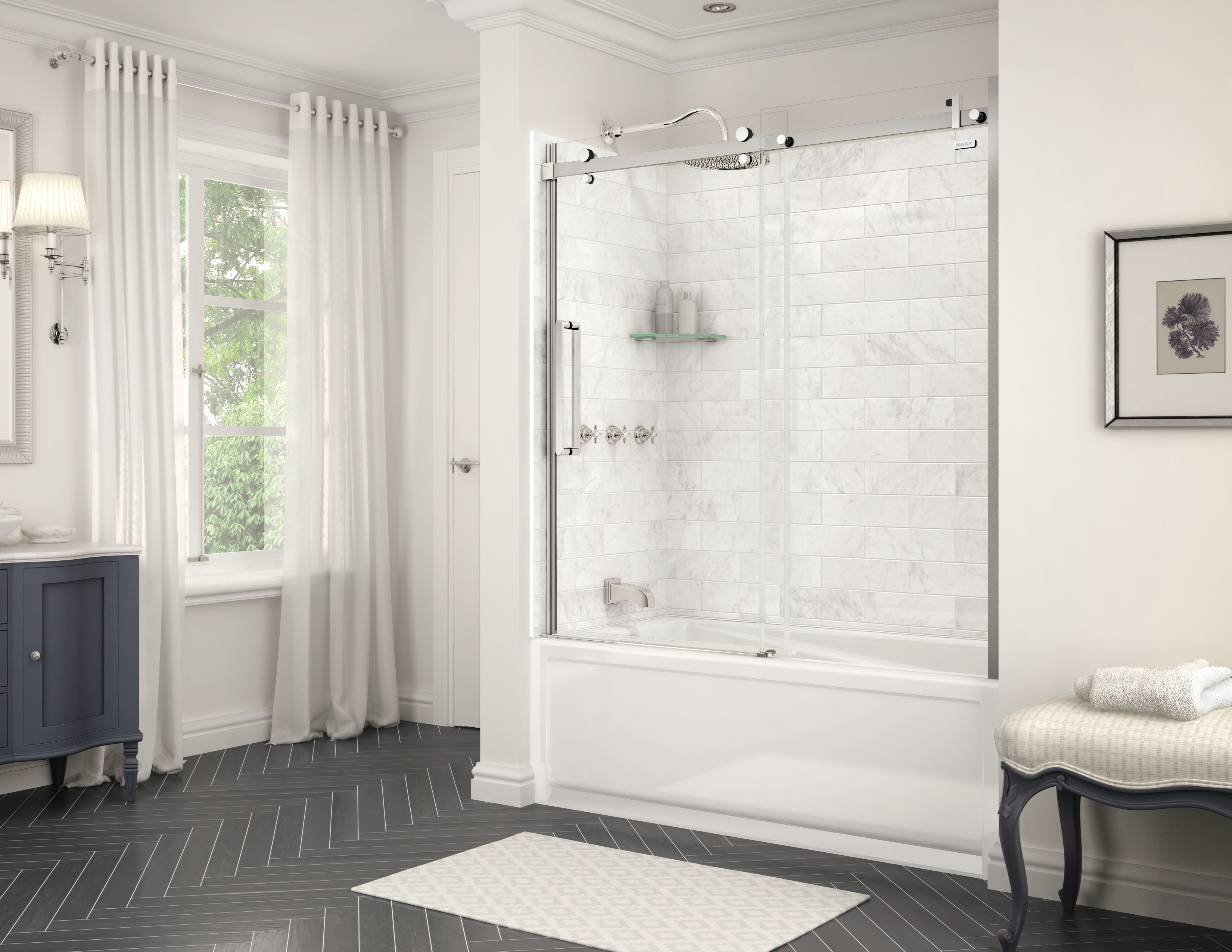 MAAX's U tile is an easy to install and maintain option to ceramic tile.