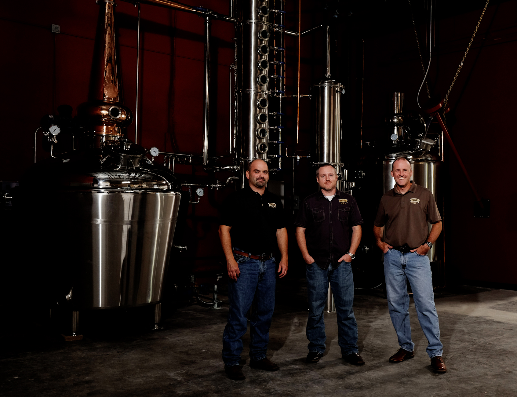 Yellow Rose Distilling founders Troy Smith, Ryan Baird and Randy Whitaker at the Houston distillery.