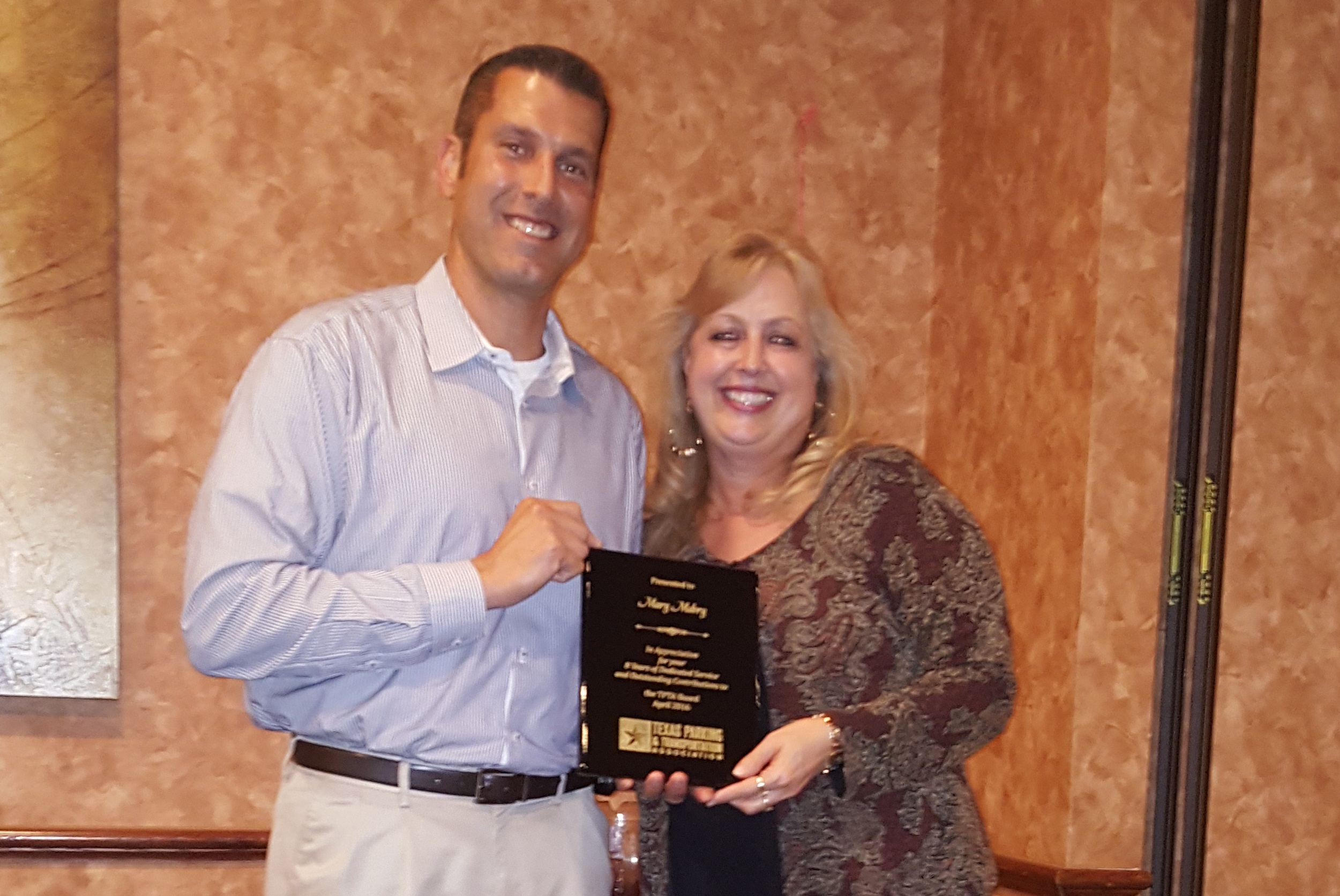 Mary Mabry is honored as outgoing board member for Texas Parking & Transportation Association