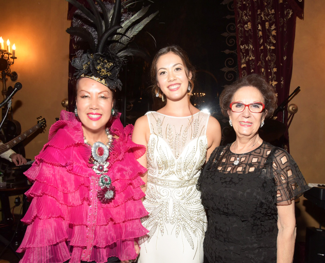 Sue Wong, emerging singing star Melissa Lee Diehl with philanthropist and socialite Alexandrina Doheny - Photo courtesy of William Kidston