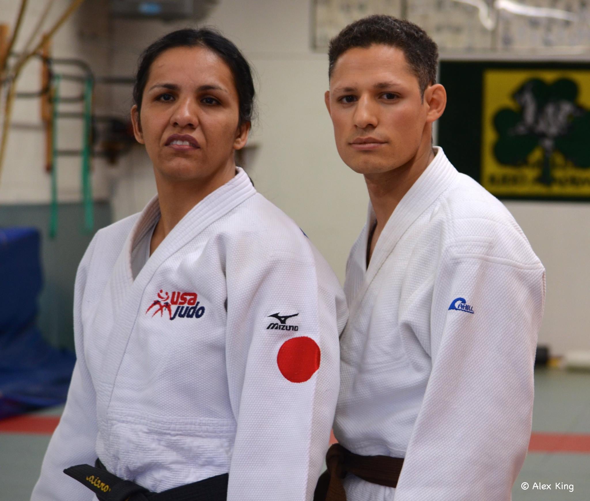 Christella Garcia working out with Alex King (Sighted Judoka) who took falls for Christella during training at Cahill's Judo Academy preceding her winning the Gold Medal at the Judo Nationals