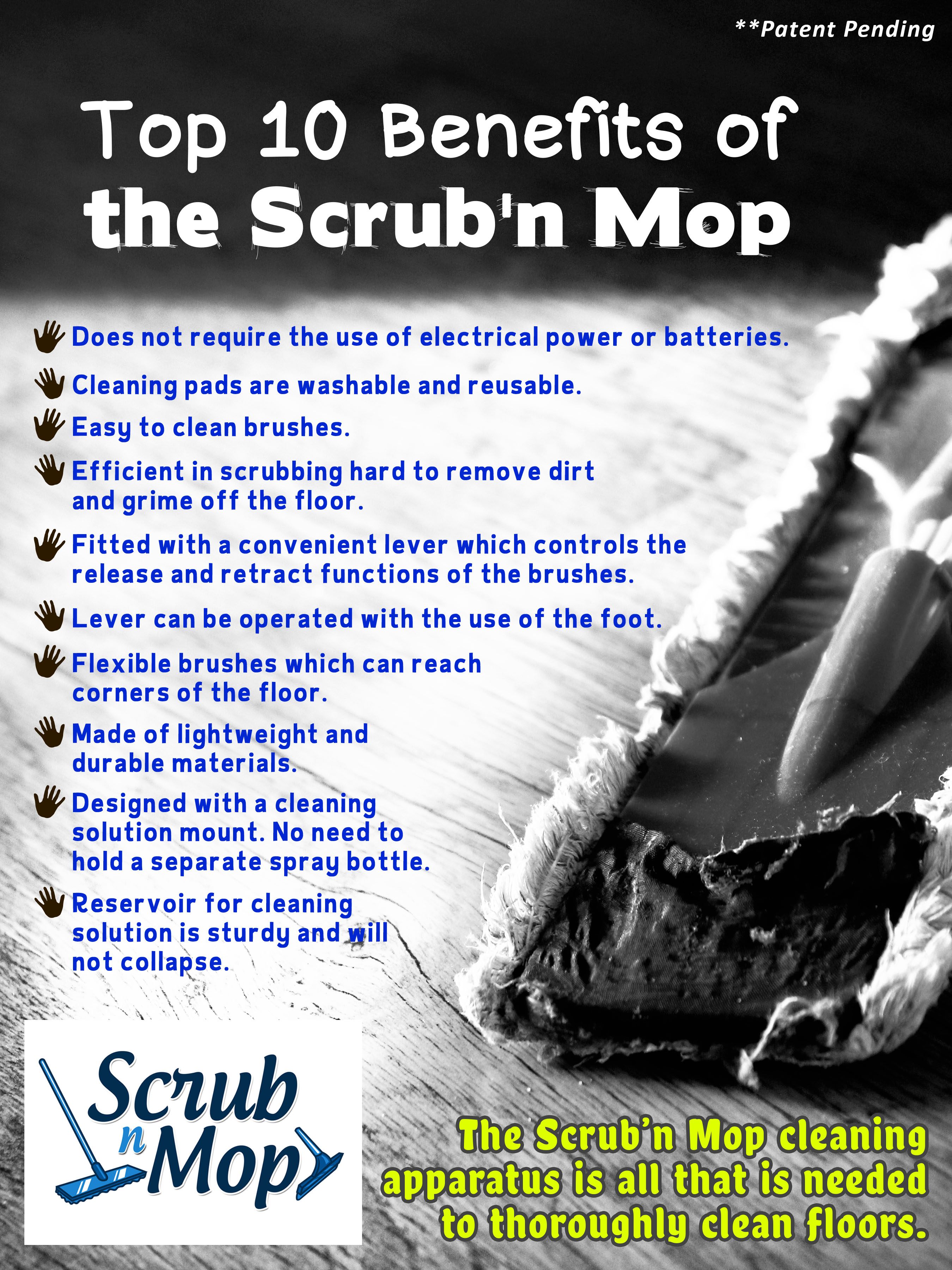 not only does it provide mopping features, it has scrubbing functions which prevent users from getting down on their knees