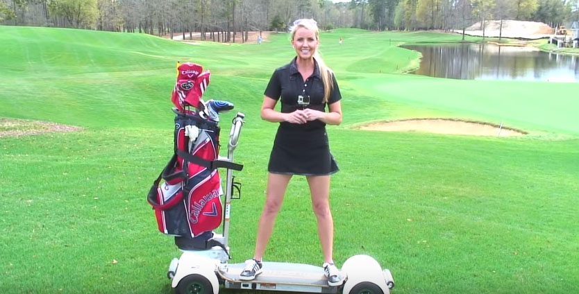 Meredith Kirk on a GolfBoard at TPC Myrtle Beach