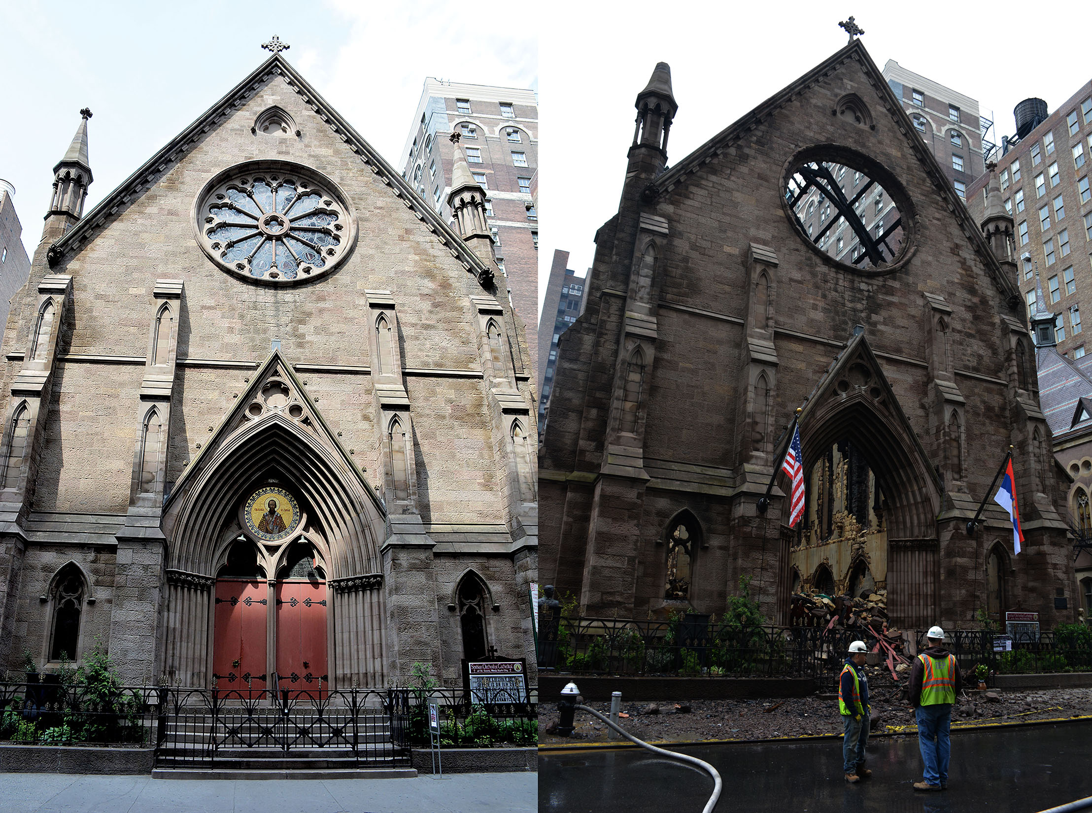 St. Sava Cathedral - before and after fire