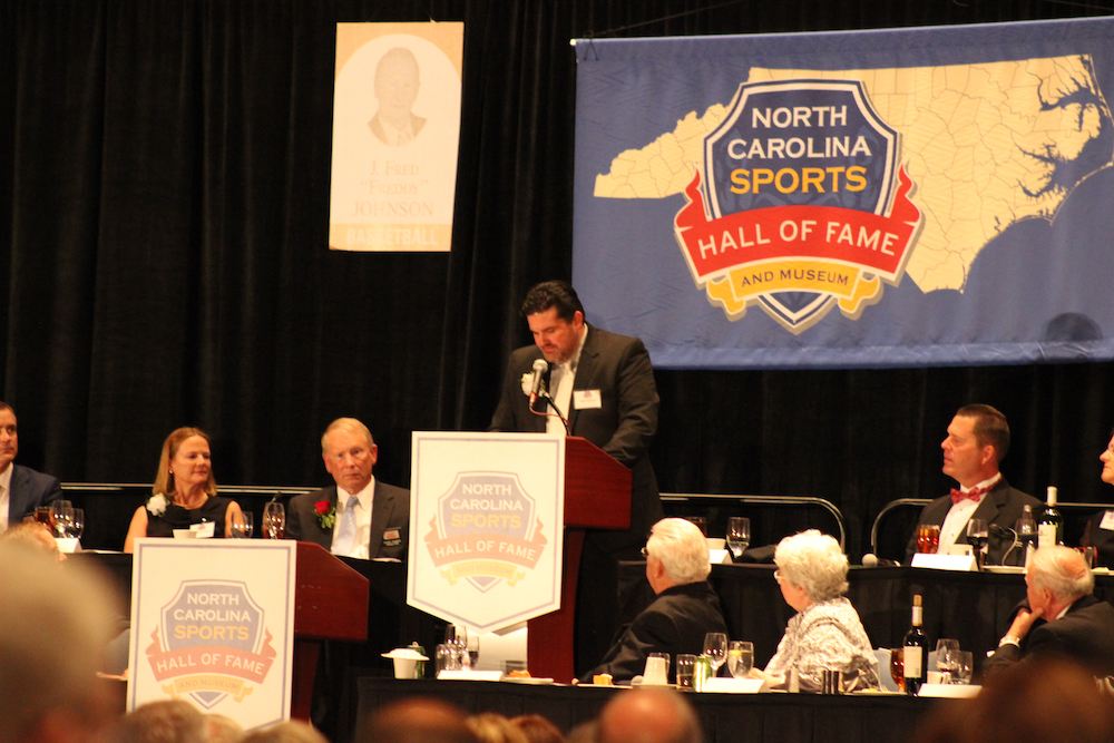Mark Hendrix, general manager of Ray Price, Inc., shares his memories of Ray Price at the N.C. Sports Hall of Fame gala.